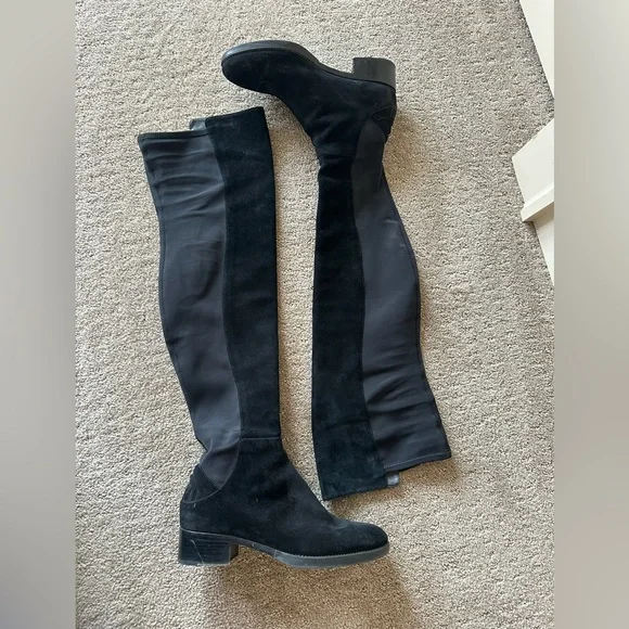 Tory Burch Thea Suede Over-the-Knee Boots in Black - Picture 6 of 10
